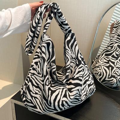 Japanese Simple Canvas Bag for Women New Fashion Leopard Print One-shoulder Crossbody Bag Large Capacity Commuting Tote Bag