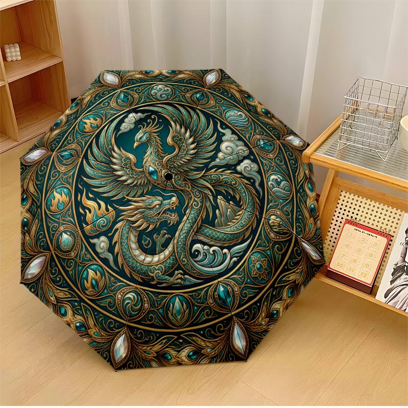 Mystischer Pilzgarten Thema Automatischer Regenschirm Kompakt 8-Rippen-Design Stabile Konstruktion Langlebiger Schirm Stilvolles Accessoire