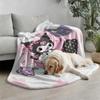 Kuromi Dreamy Pink Flannel Blanket Soft Warm Throw Japanese Anime Camping Office Bedroom School Nap Novel Blanket Summer Quilt