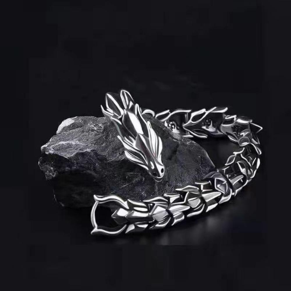 

Men s Hip Hop Punk Retro Dragon Head Bracelet Domineering Keel Scale Pattern Fashion Zircon Accessory Gift 21cm