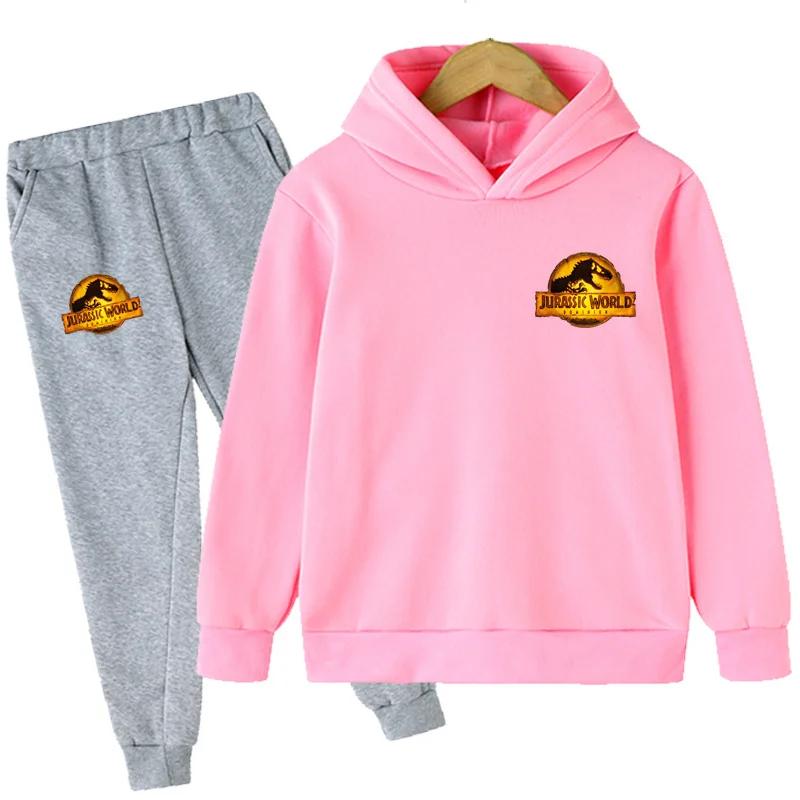 Jurassic World  Fashion Pullovers Clothes Children Dinosaur Hoodies Pants Set Boys Girls Dominion Sweatshirts Hooded Suit