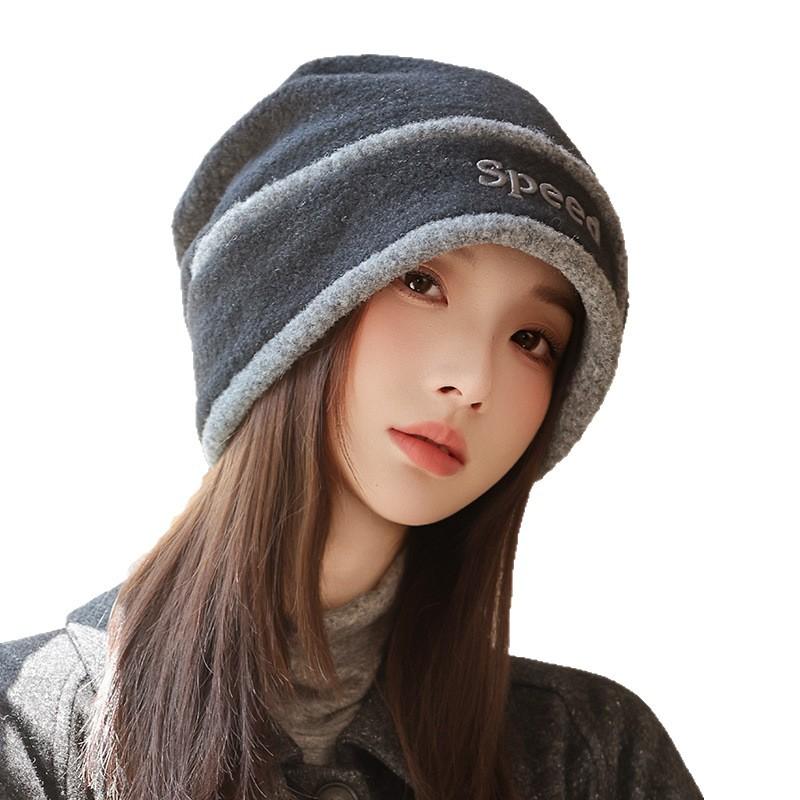 Autumn and Winter Hats for Women with Big Heads and Faces Small Fisherman Hat Korean Style Versatile Baotou Hat Outdoor Warm Plus Velvet Pile Hat