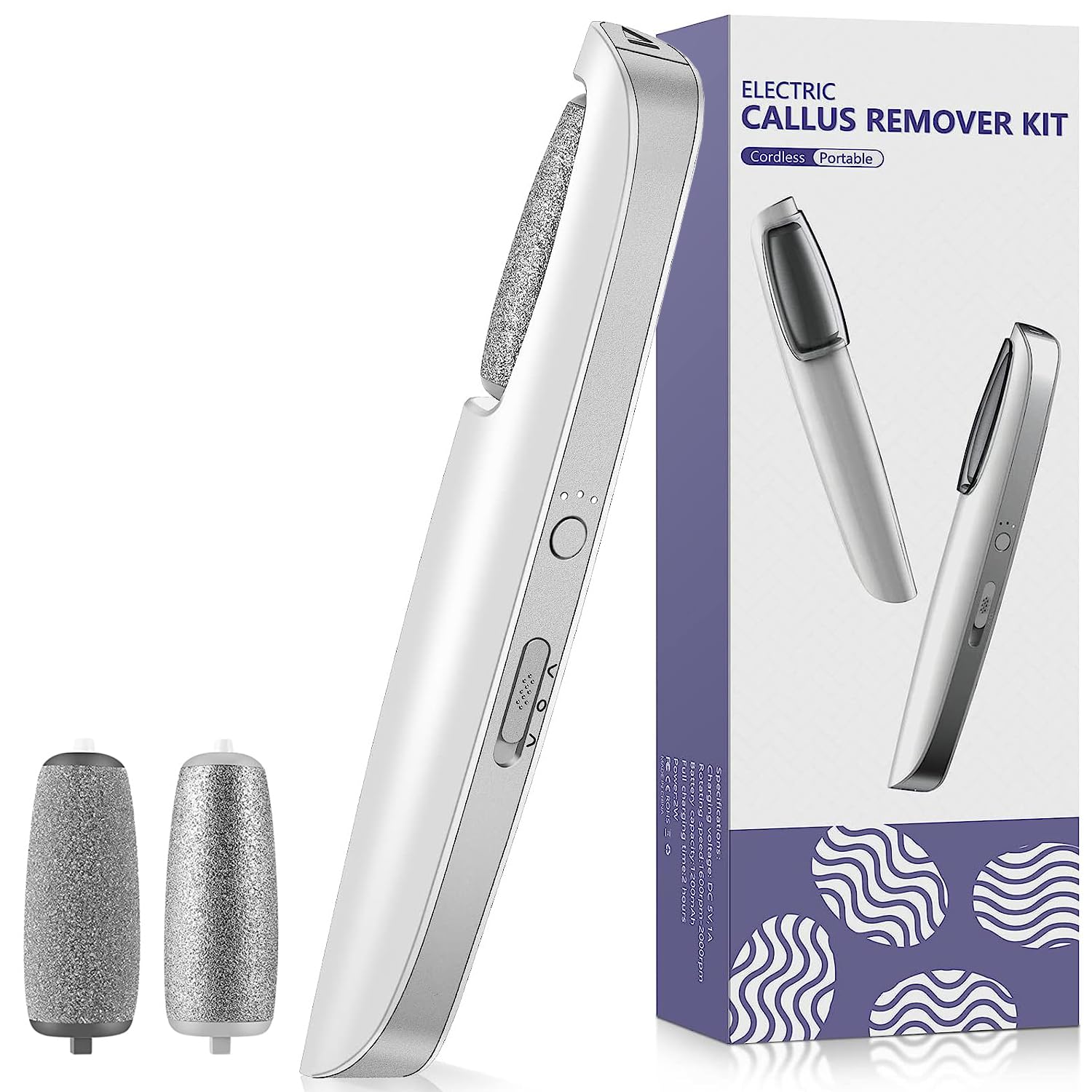

Hongxgsy Electric Callus USB Hard Skin Heel Callus Removal with Forward and Reverse 3 2 Rollers Remover, Rechargeable, Powerful, Remover, Light,