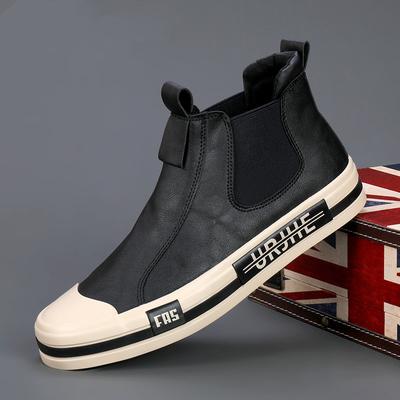 Autumn Leather Casual Sneakers Men Fashion Yellow Mens High Top Shoes Leather Moccasins Comfortable Loafers Shoes For Men 2024