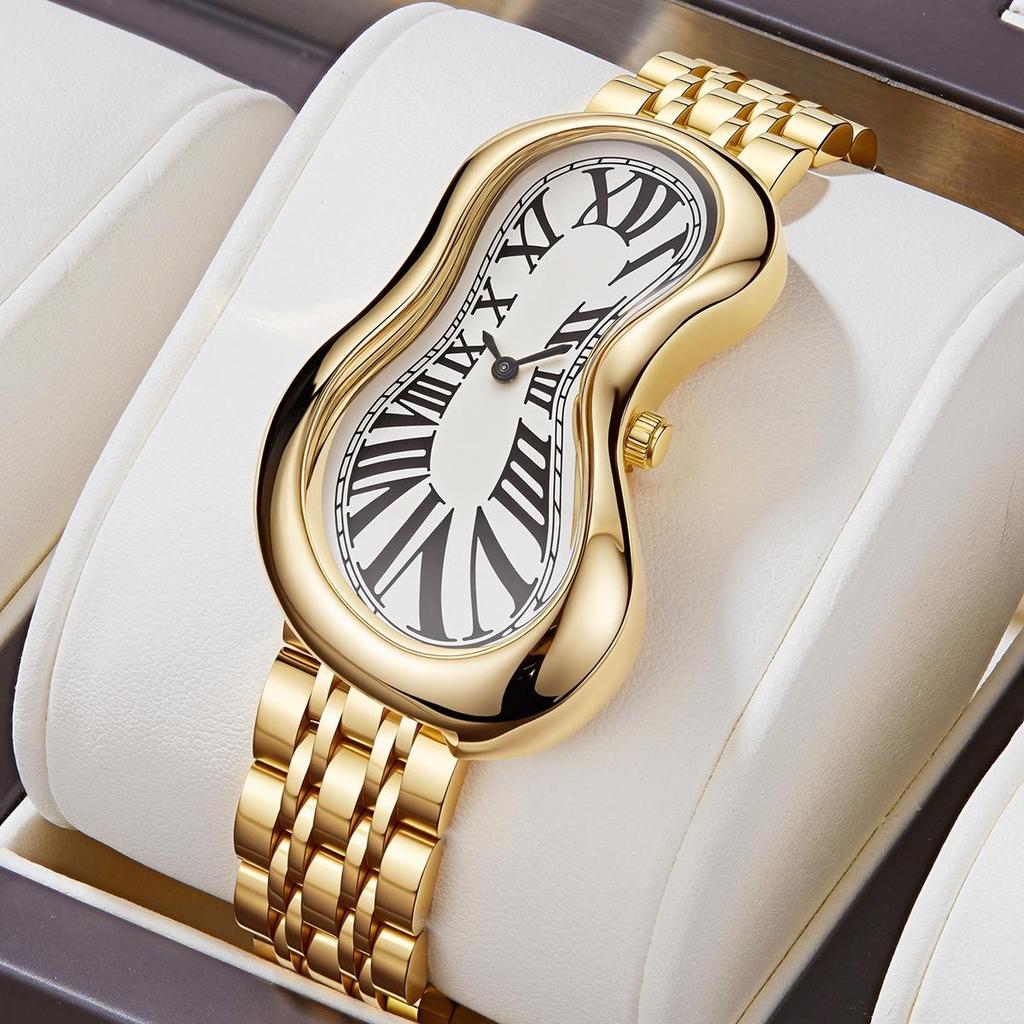 New Unique Melted Twisted Watch for Men and Women Y2K Watches Luxury Stainless Steel Strap Waterproof Quartz Wristwatches Gifts