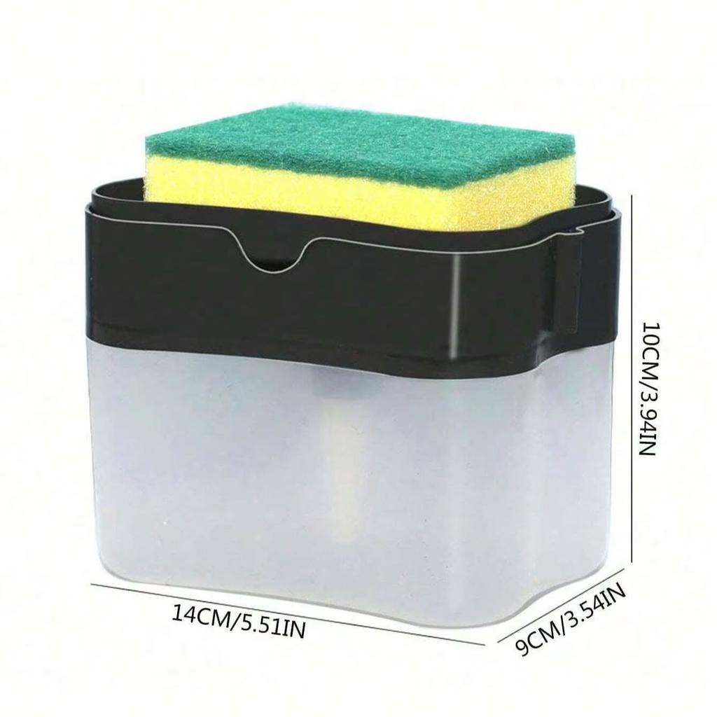 Automatic Dish Soap Dispenser Detergent Press Type Liquid Delivery Box for Cloth Dishwashing Kitchen Cleaning Tool with Sponge