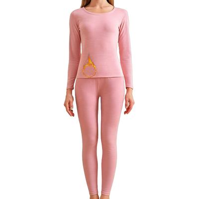 Heattech Warm Innerwear Top and Medium Crew Long Thermal Innerwear [denelunder] Women's Set, Fleece-Lined, Bottoms, Front-Opening, Winter,