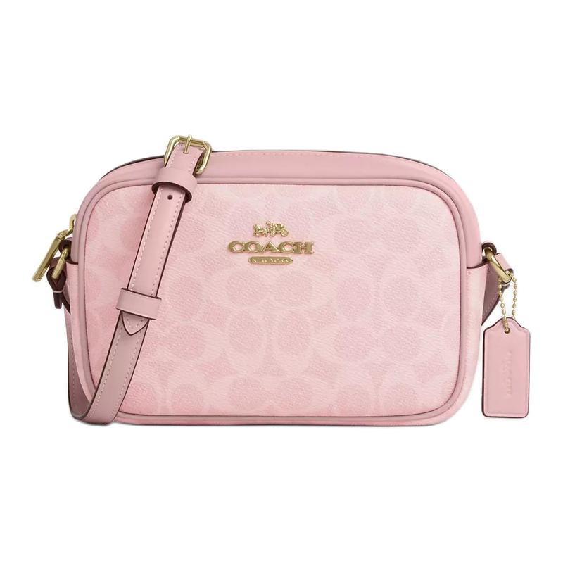 

COACH Jamie 19 Logo Adjustable Shoulder Strap Leather Camera Bag Shoulder Bag Small Women Pink рожевий