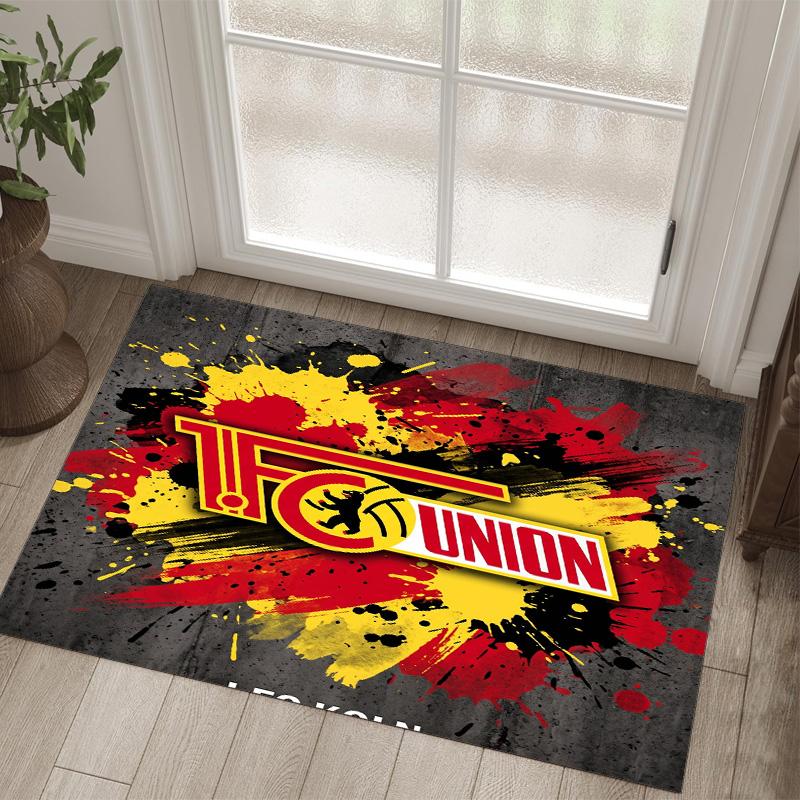 Union Berlin FC Design Kristall Samt Teppich Gemütlich Non?Rutschfester Teppich mit Aufdruck für Schlafzimmer Wohnzimmer Eingang