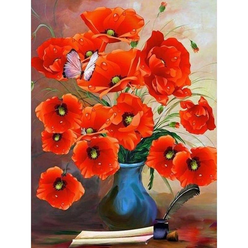 

5D DIY алмазна вишивка картина квіти фігура червоний пейзаж повна кругла дриль вишивка хрестиком мозаїка ручна робота Full Round 30x40CM
