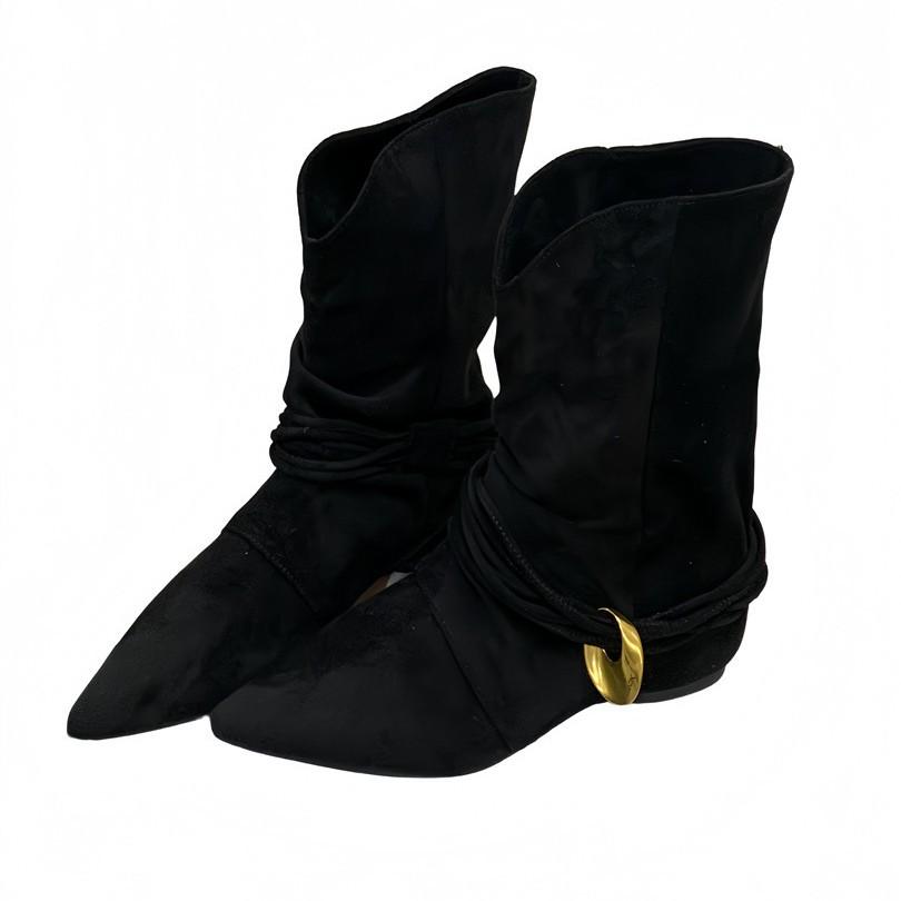 Niche cat and western boots women's folding and piling boots autumn and winter new fashion temperament versatile short boots