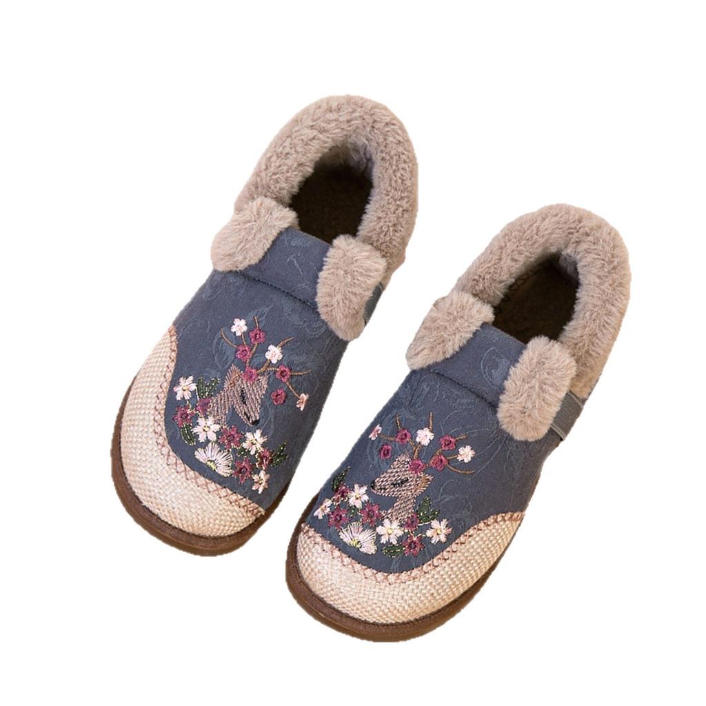 Cotton Shoes Cloth Shoes Warm and Comfortable In Winter Embroidered Cotton Shoes Classical Ethnic Style Mother Velvet Thickened Non-slip and
