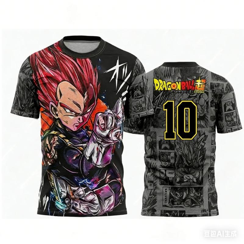 2026 Summer Dragon Ball Retro Fitness T-shirt Men's Oversized 3D Printed Short-sleeved Family Unisex Children's Sports Shirt