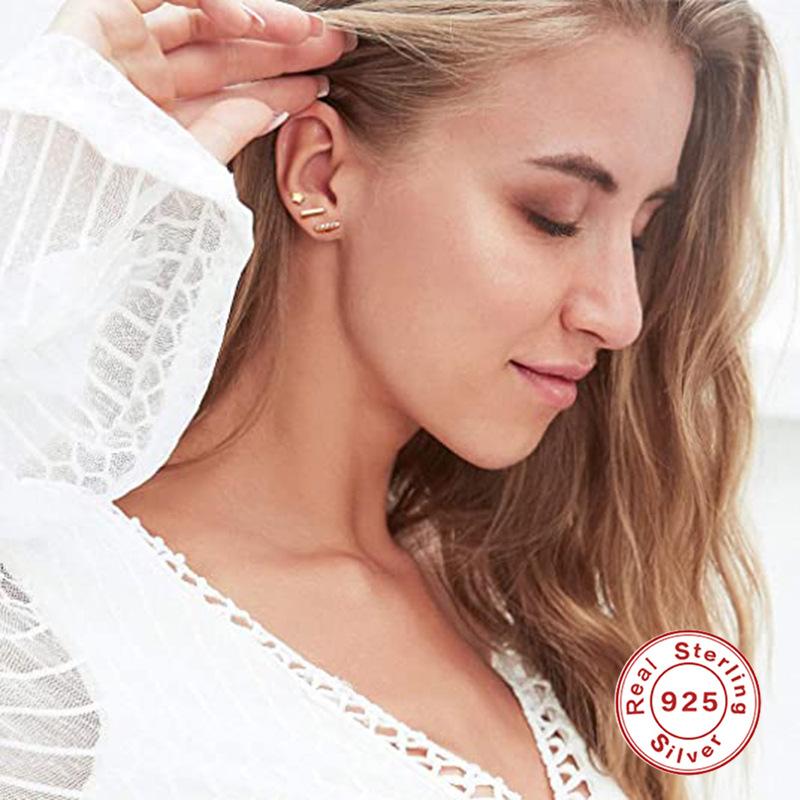 S925 Sterling Silver Fashion Personality Mini Five-Pointed Star Straight Diamond Set Of 3 Sets Of Stud Earrings