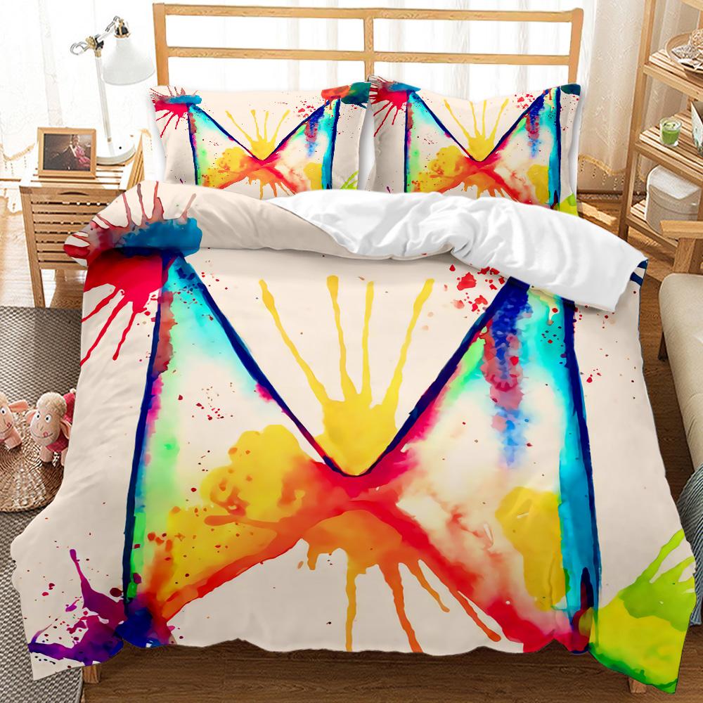 Abstract Duvet Cover Set Watercolour Painting Colourful Comforter Cover King Queen Size for Boys Girl Teen Polyester Bedding Set