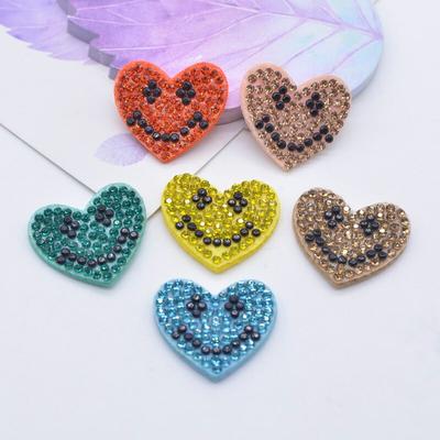 12Pcs/lots Diamond Smile Crystal Love Heart DIY Patches Rhinestone Stick-on Planar Scrapbooking  Accessories