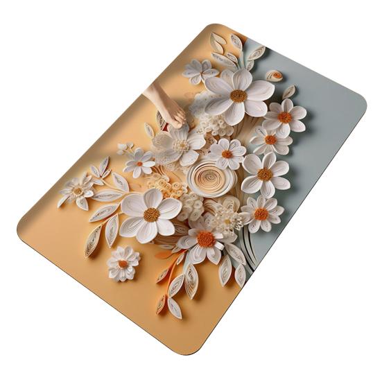 Podložka na podlahu 3D Koberec Optická iluze Květinová koupelnová předložka s dvojitým protiskluzovým designem Rychleschnoucí Snadno se čistí Koupelnová předložka