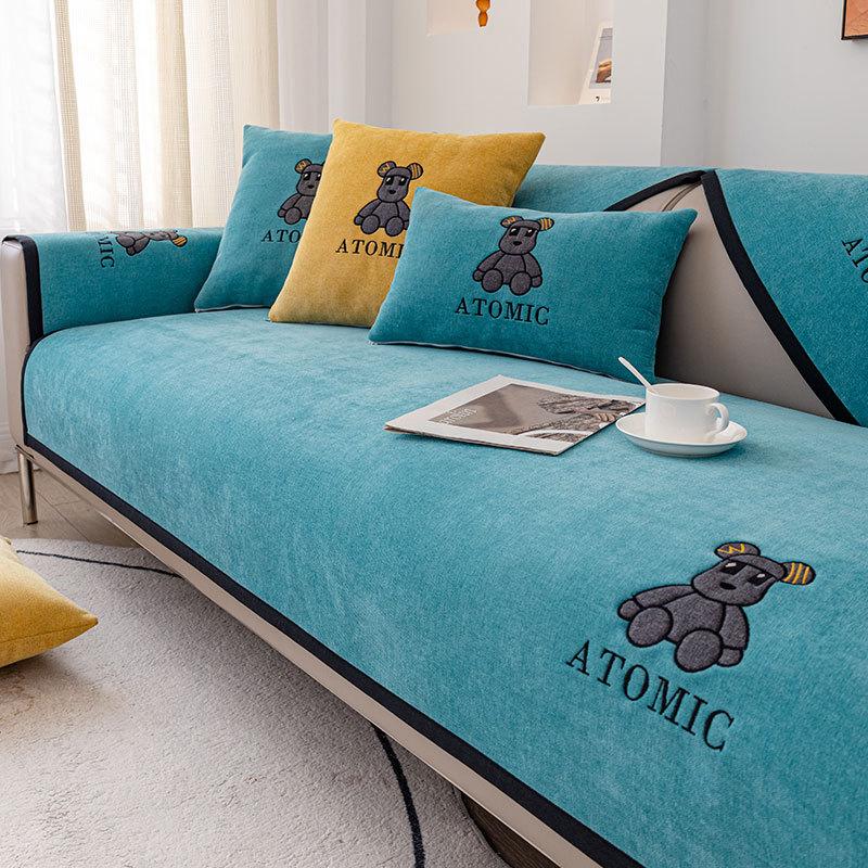 

Подушка для дивана из синели, универсальные нескользящие подушки для сиденья Four Seasons, чехол для дивана, полностью покрытая тканью 70*70cm