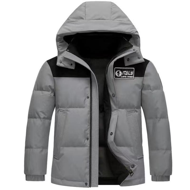 

Зимняя белая утиная пуховая куртка со съемным капюшоном для молодых мужчин, короткая модная пуховая куртка, утепленная пуховая куртка 3XL серый