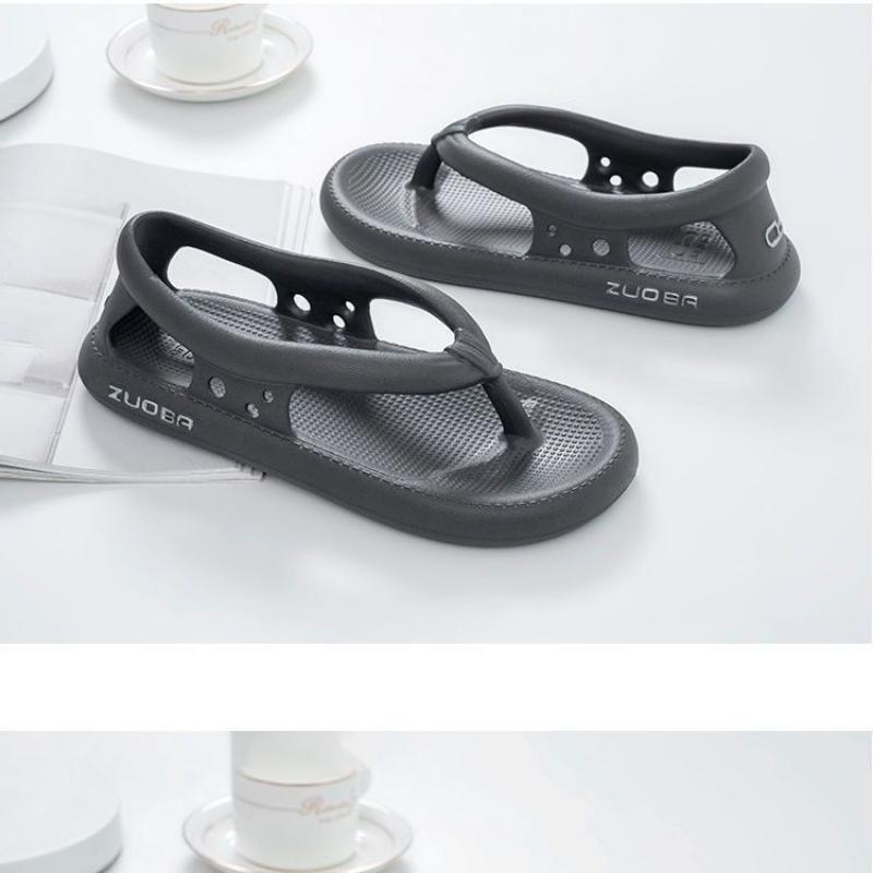 Fashion 2024 New Man Non-slip Flip Flops Hollow Out Slippers Thick Platform  Summer Outdoor House Couples Bathroom Soft Slippers Flats