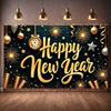 Event Banner Clock Decoration New Year Banner Festive Banner Metallic Color For Public Celebration Festive Gathering Home