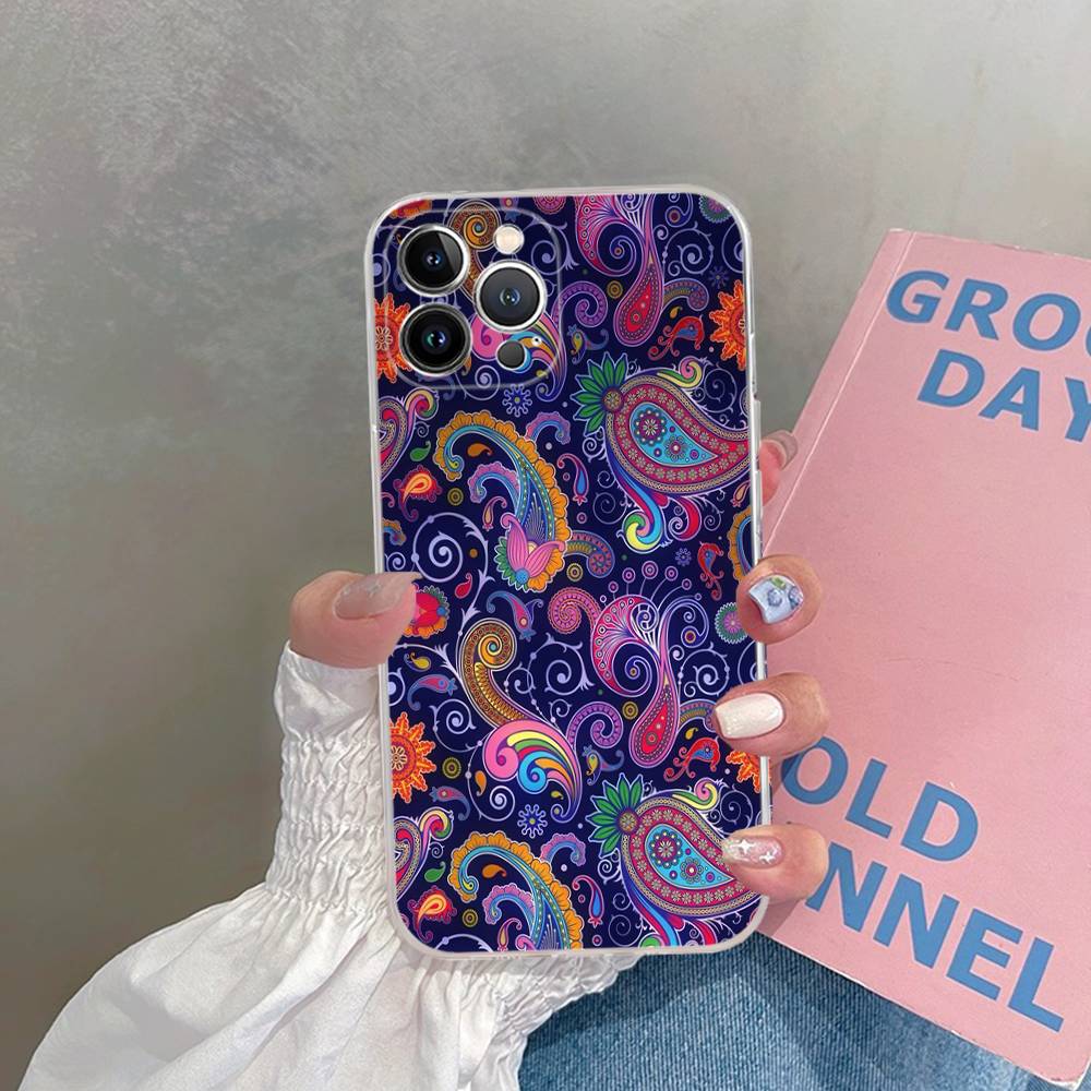 Mandala Painting For iPhone 11 12 13 14 15 16 17 Pro Max Plus 13 Mini Silicone Soft Transparent Back