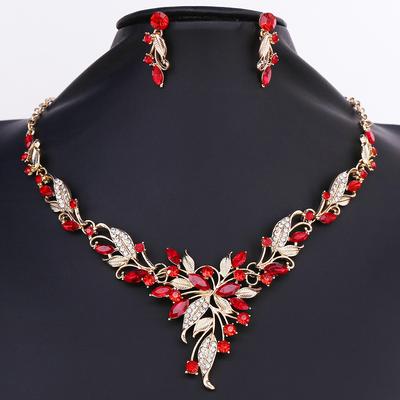 Ensemble de bijoux en alliage et diamants de qualité supérieure, accessoires de robe polyvalents, collier et boucles d'oreilles de mariage, ensemble deux pièces