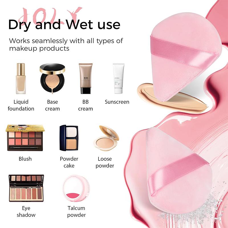 

Dual-Sided Pink Powder Puff 5-Pack - Triangle Shape, Non-Absorbent, for Setting Powder & Liquid Foundation, Soft & Reusable United States