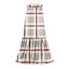 Women's Ruffled Casual Long Skirt Plaid Skirt Retro Pleated Skirt