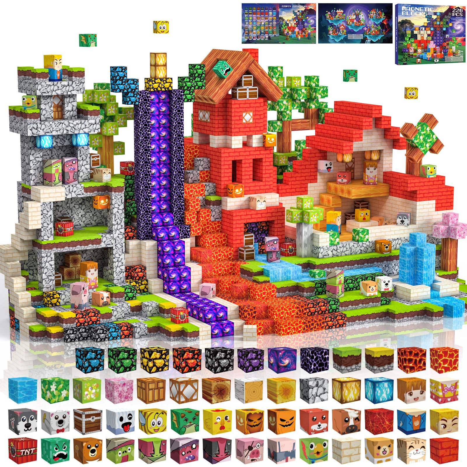 

220 Pcs Magnetic Building Magnetic Educational Toys for Learning and Building Construction Toys for Boys and Birthday Christmas Gift Blocks, Toys,