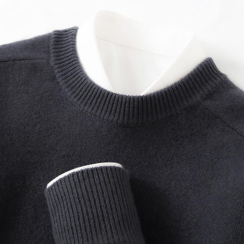2025 Winter Crew Neck Cashmere Shirt European High-end Thickened Bottom Men's Cashmere Sweater