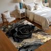 Soft Non-Slip Washable Black Gold Rose Marble Area Rug Floor Carpet for Bedroom Living Room Luxury Aesthetic Decor
