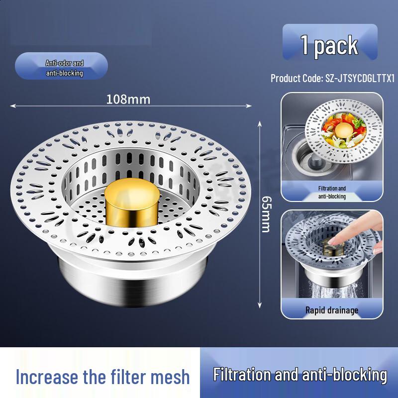 Stainless Steel Kitchen Sink Pop-Up Strainer and Stopper