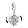 925 Silver Charms Bead CZ Zircon Spinning Colorful Lotus Dangle Fit Original Bracelet DIY Women Jewelry