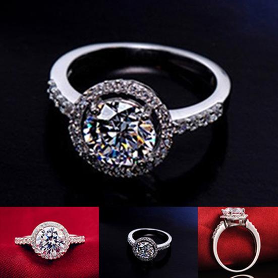 Faux Silver Cubic Zirconia Wedding Engagement Ring Size 6-10