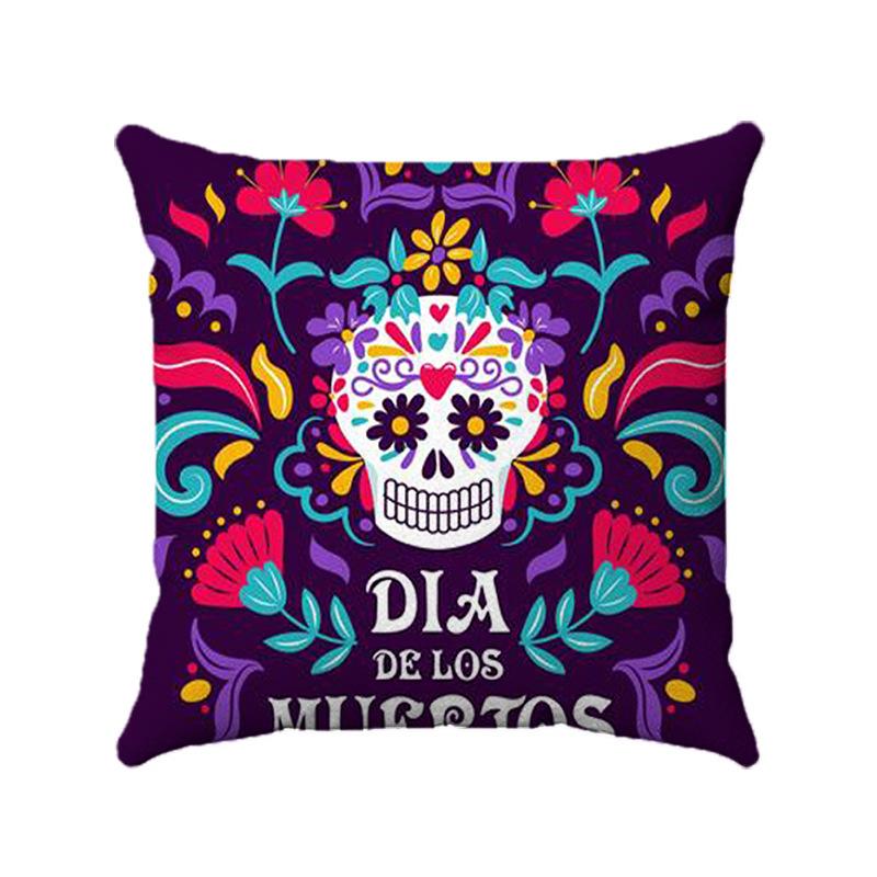 Creative colorful skull-shaped letters Digital printing short plush pillow covers for car sofa office cushion cover home goods