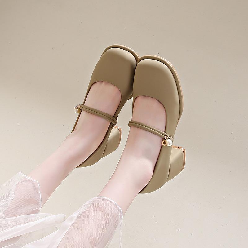 Mary Jane women's shoes new spring and autumn fashion versatile medium thick heel single shoes gentle with skirt high heels