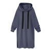 Women's Fashion Casual Sweatshirt Solid Color Long Sleeve Split Hem Long Hoodie