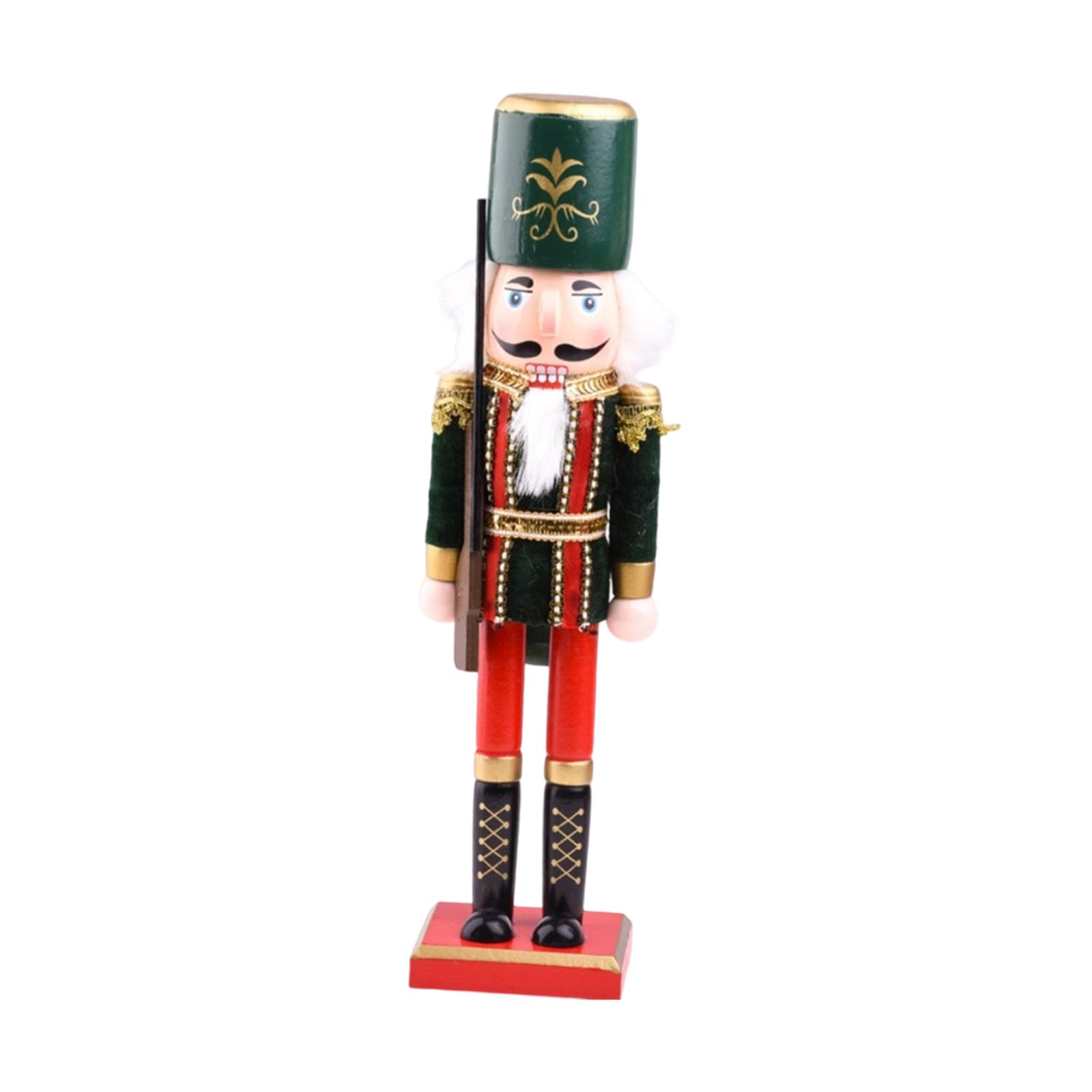 

Nutcracker Statue Wood Ornament Collectibles Christmas Figurine Decor for Bedroom Bookshelf Display зелений
