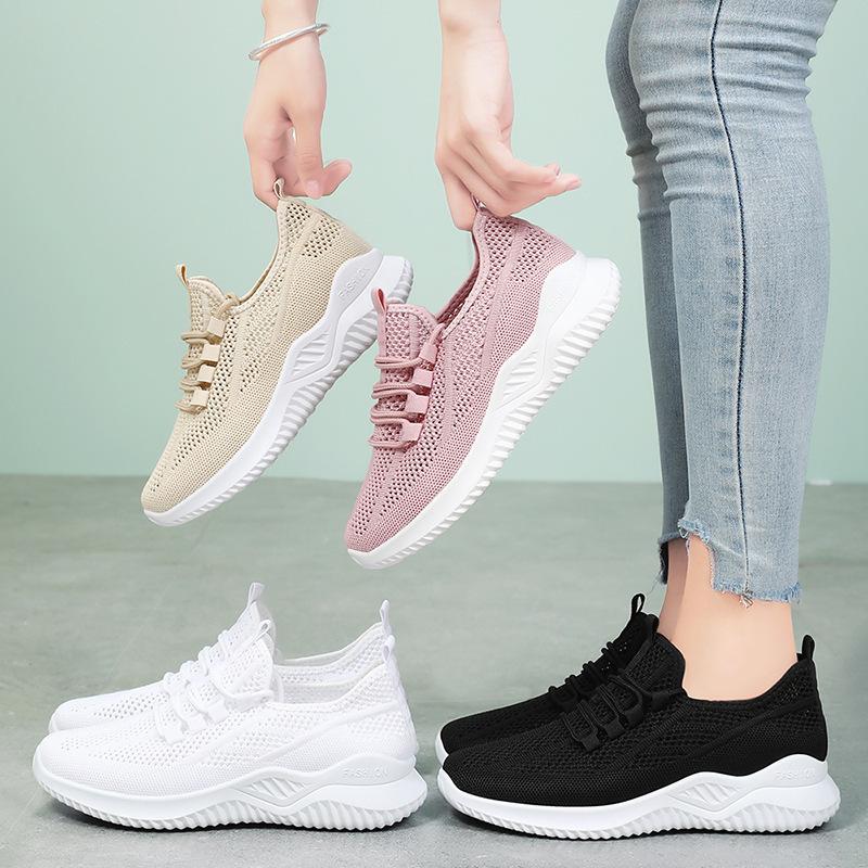 Shoes women's summer new single shoes lightweight soft-soled women's shoes mesh hollow casual sports shoes