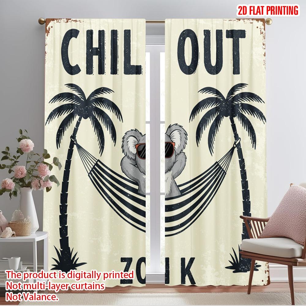 

2pcs 2D flat printing Curtains Chill Out Zone Relaxing Koala Polyester Without Electricity All Season Party & Holiday Decor 52.50×116.00 CM 2pcs