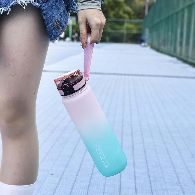Gradient Frosted Water Bottle with Free Shipping - Large Capacity, Portable Sports Cup for Men and Women