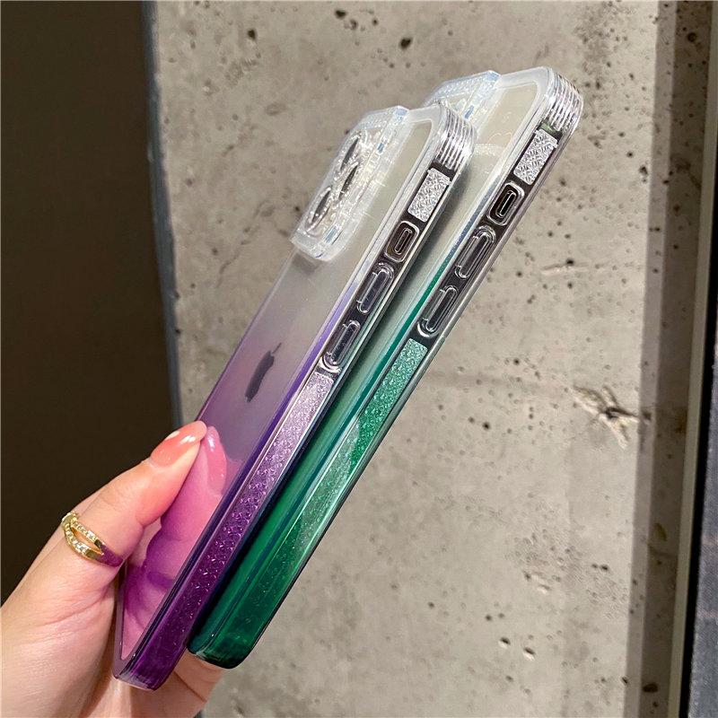 Gradient Holographic Laser Lover Heart Diamond Case For Iphone 13 11 12 Pro Max X Xr Xs Max Clear Bumper Acrylic Cover