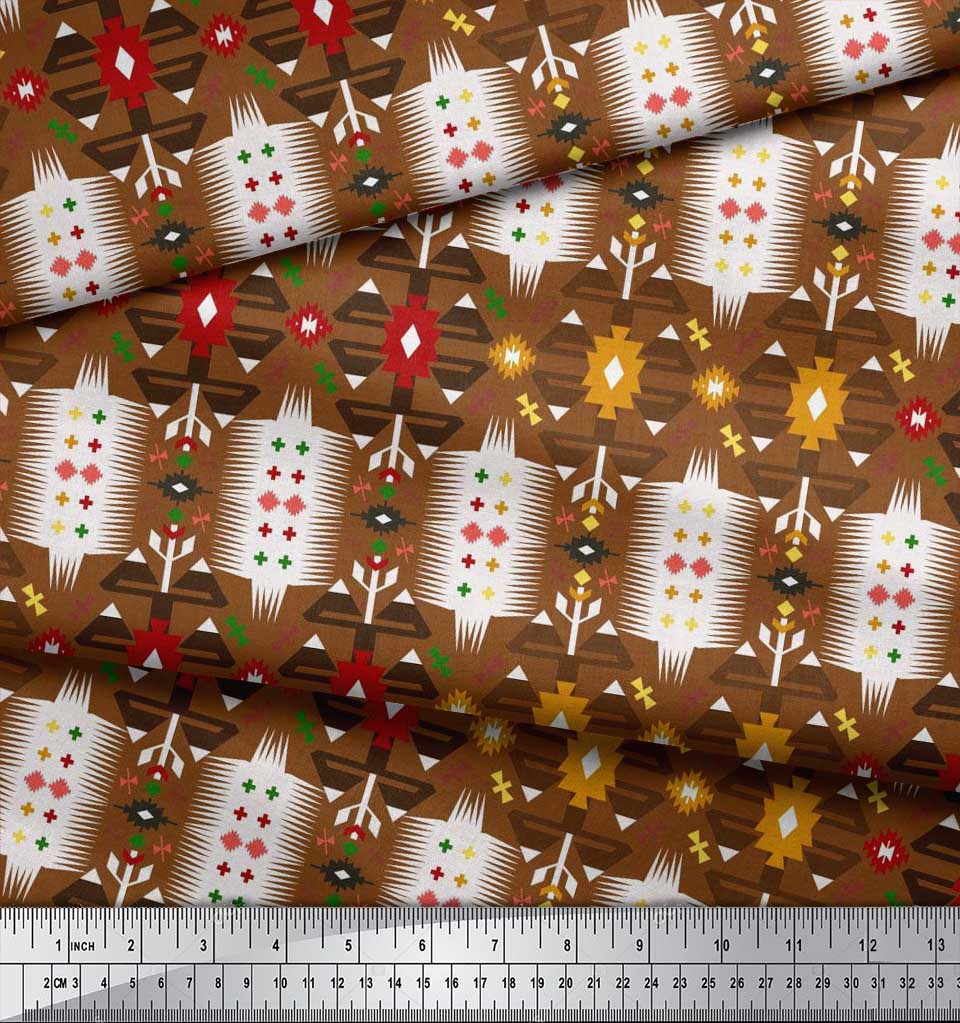 Soimoi Japonská krepová saténová látka Geometrický jihozápadní potisk Šicí látka metr 42 palců