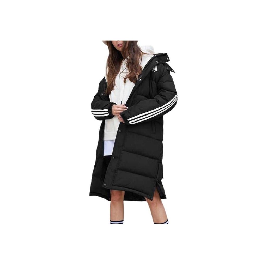 Adidas Outdoor Sports Casual Long Hooded Down Jacket Unisex Outerwear Black ADIPK01TKD-BW