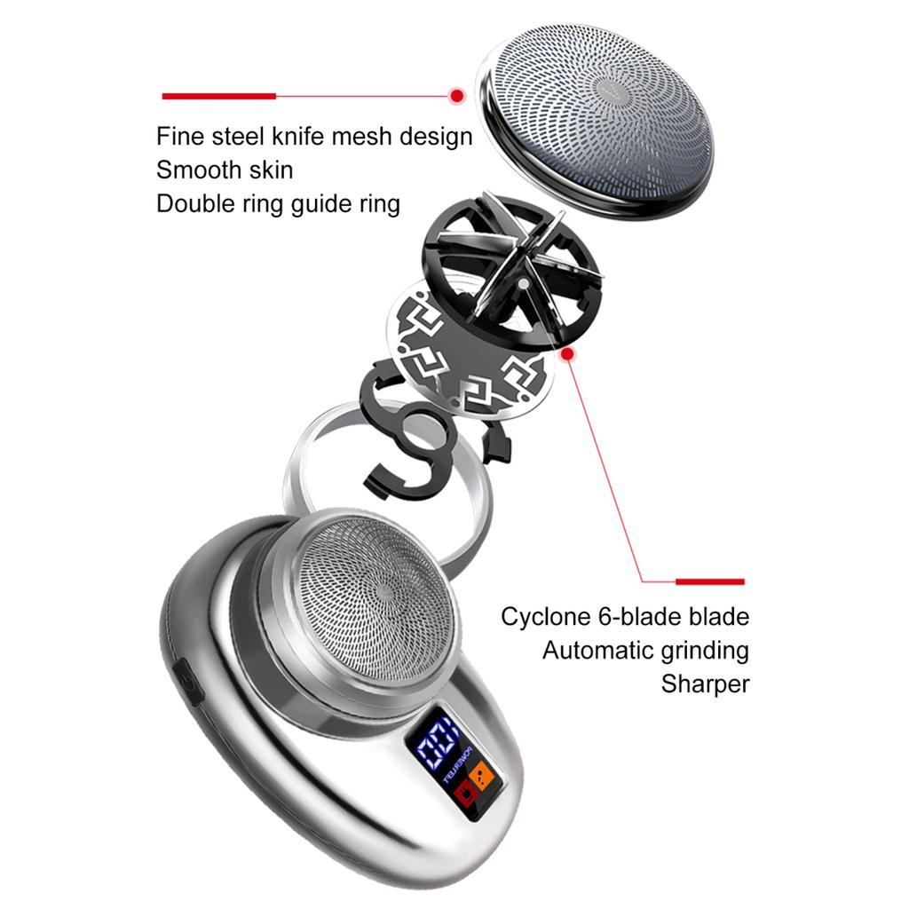 Mini Electric Shaver Digital Display Type-C Rechargeable Waterproof Wet Dry Portable Travel Shaving Razor Men Beard Trimmer Hair Remover Tool