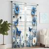Set Of 2 Rustic Versatile Polyester Transparent Curtains Home Decoration Blue Butterfly Daisy Use Bedrooms Curtain Perfect For Bedroom