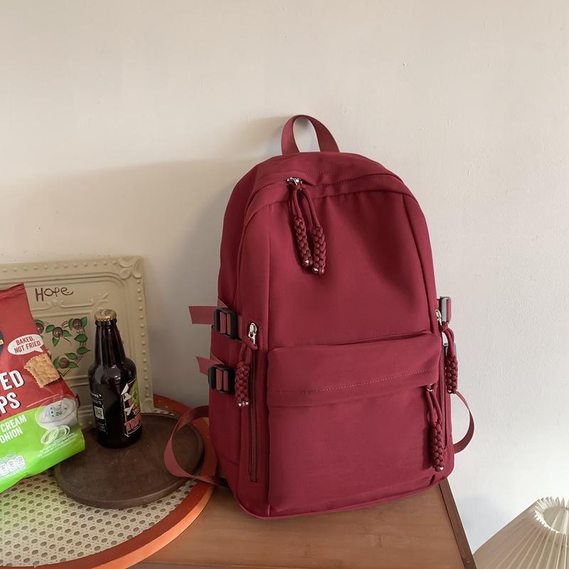 

Новый однотонный рюкзак большой вместимости, простой студенческий рюкзак, мужской и женский рюкзак для пары, сумка для отдыха красный