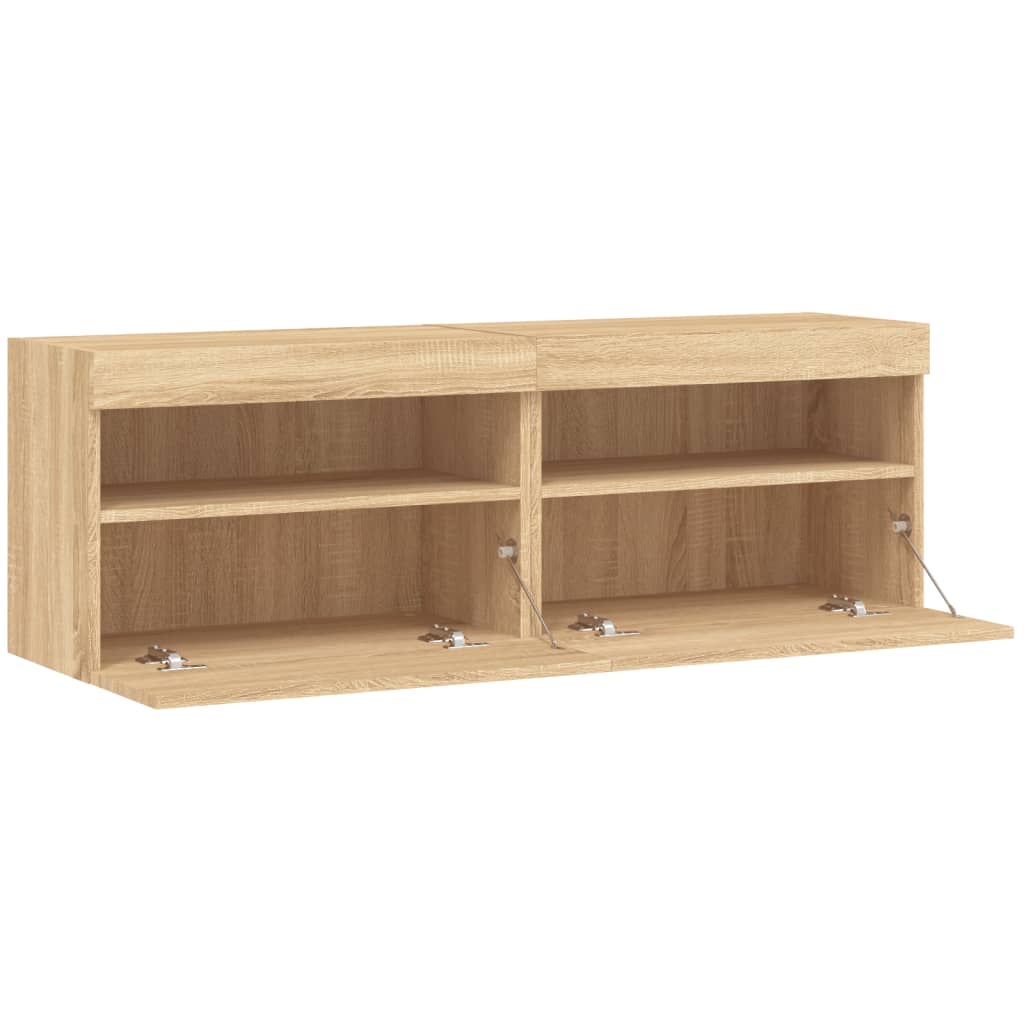 Vidaxl Wall-Mounted TV Cabinets With LED, 2 Pcs., Sonoma Oak, 60X30X40 Cm