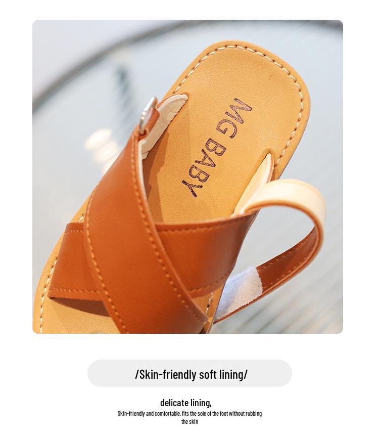 Korean Style Velcro Sandals for Girls - 2026 Summer Casual Open Toe Beach Shoes for Kids